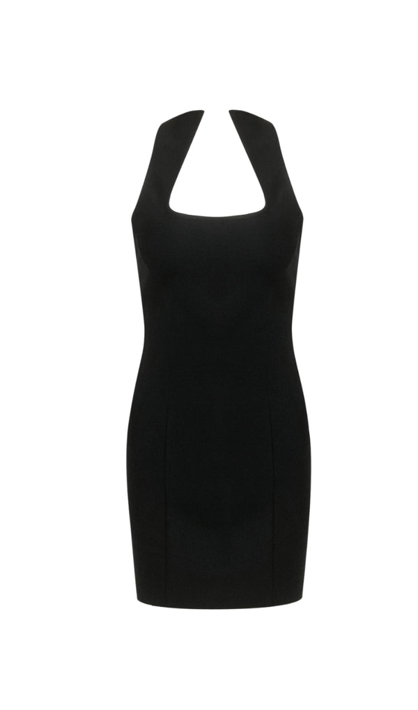 Sleeveless collarless bandage mini dress in black