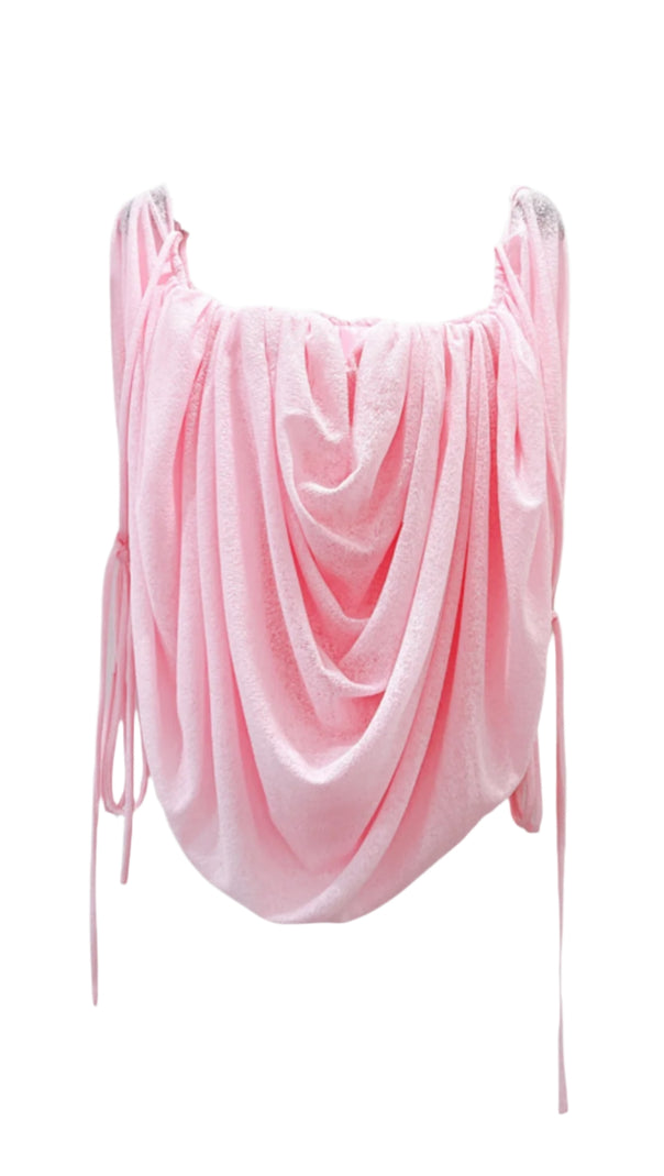 AIIZIE ODRUTA OFF SHOULDER DRAPED TOP IN PINK - product image