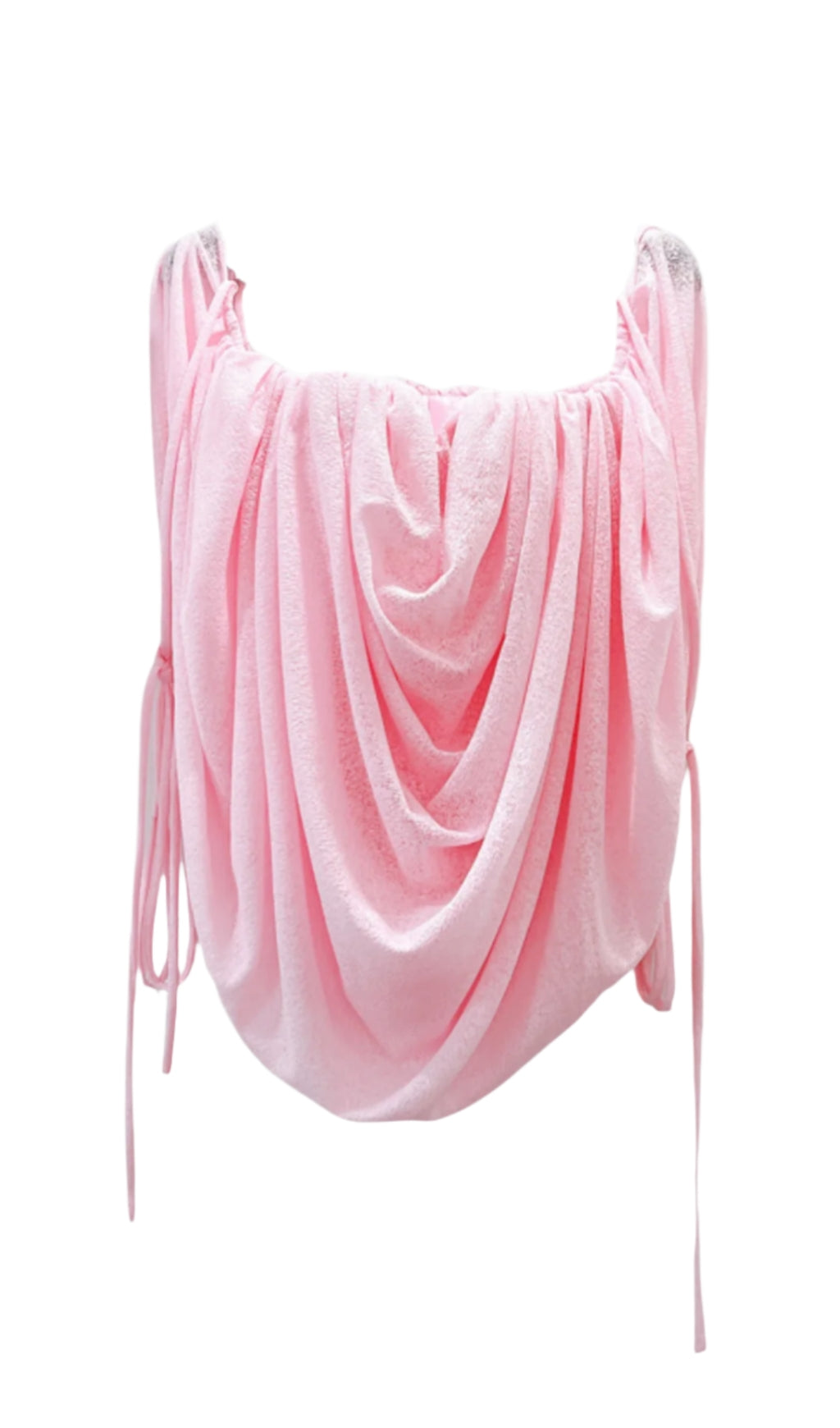 ODRUTA OFF SHOULDER DRAPED TOP IN PINK
