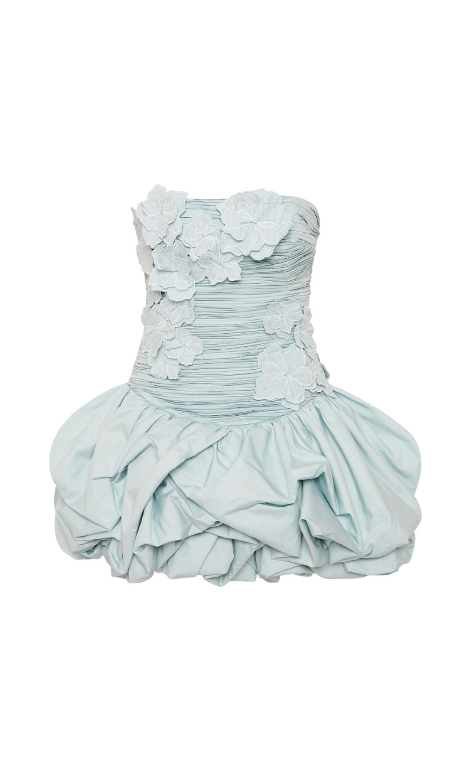 mini abito gonfio senza spalline floreale Moira in blu