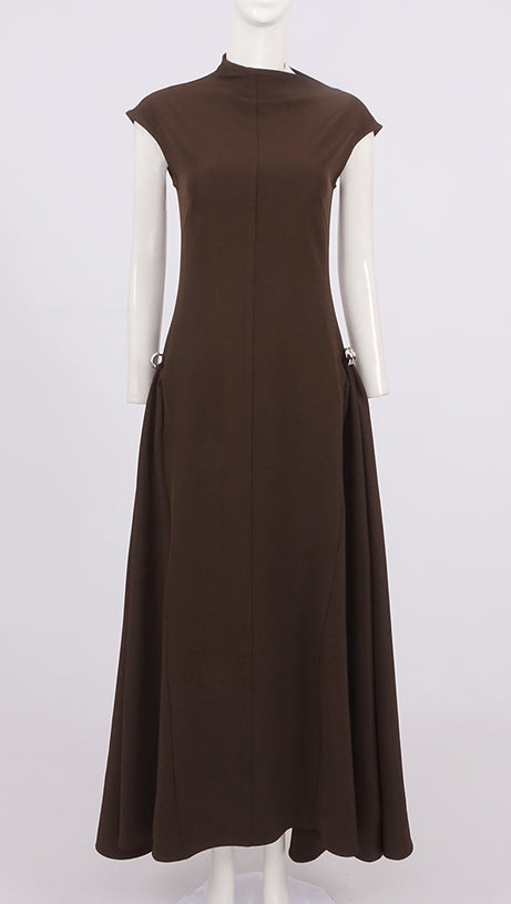 SKATER MAXI DRESS COFFEE