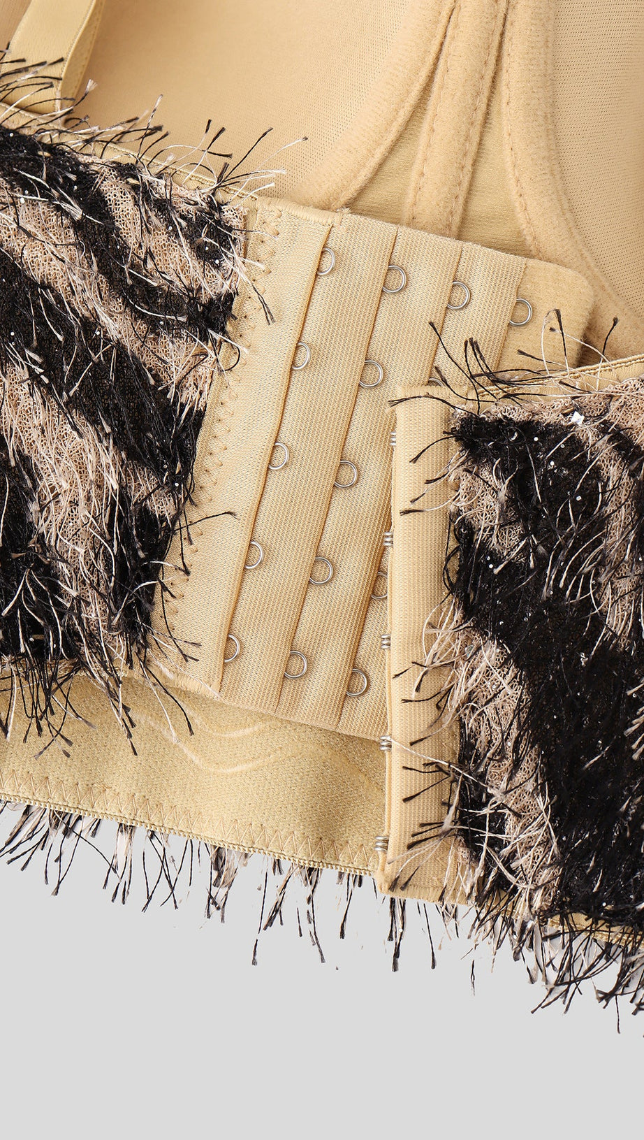 Bambina Wild Glamour Zebra Print Rhinestone Fringe Crop Top