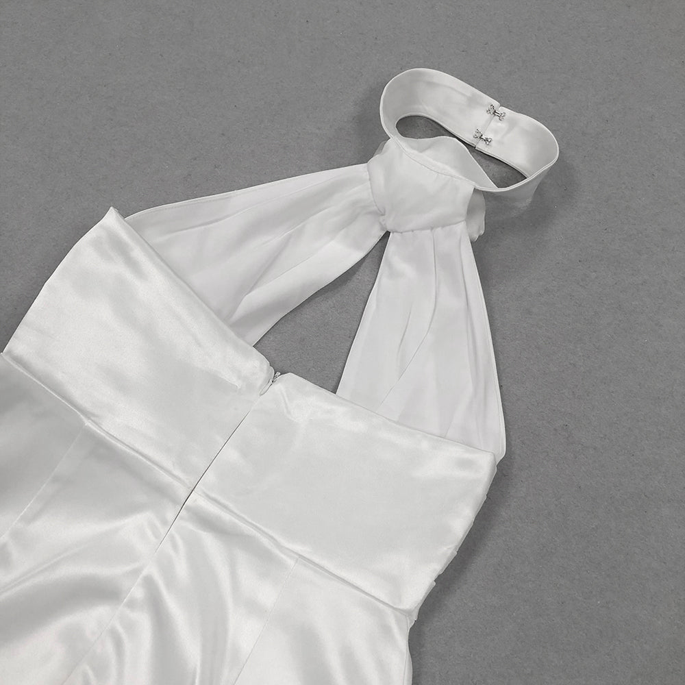 AIIZIE WHITE HALTER FLOWER DRESS - product image