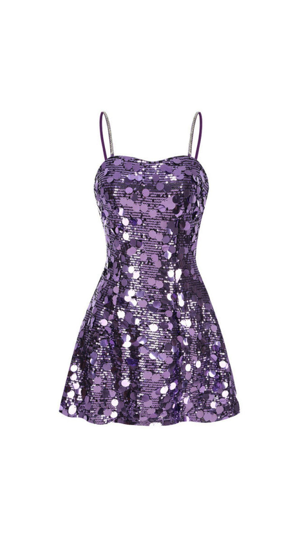 AIIZIE ISABELA PURPLE SEQUIN MINI DRESS - DAZZLING PARTY GLAM - product image