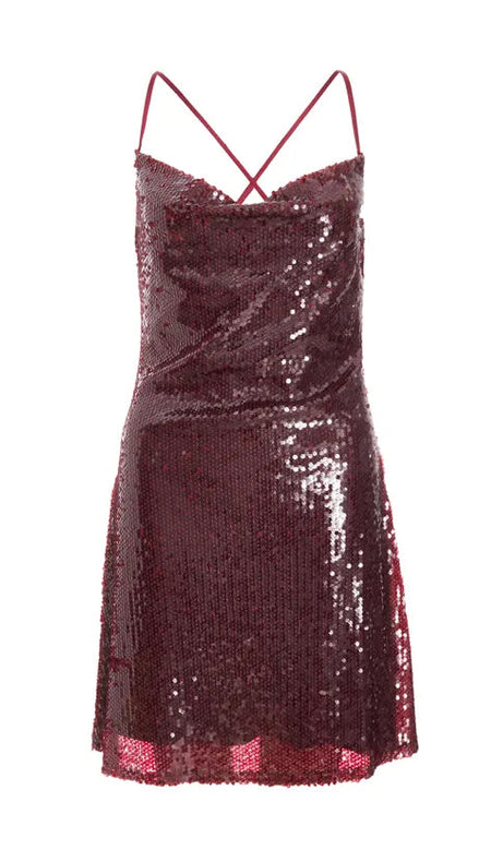 mini abito con paillettes stephanie wine