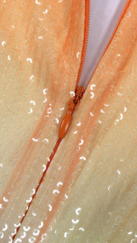 GRADIENT COLOR STARFISH SEQUIN MIDI DRESS