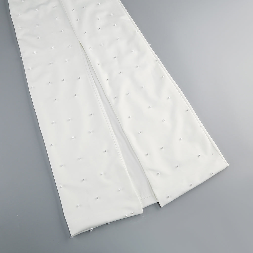 AIIZIE PEARL-EMBELLISHED STRAPLESS GOWN IN WHITE - product image