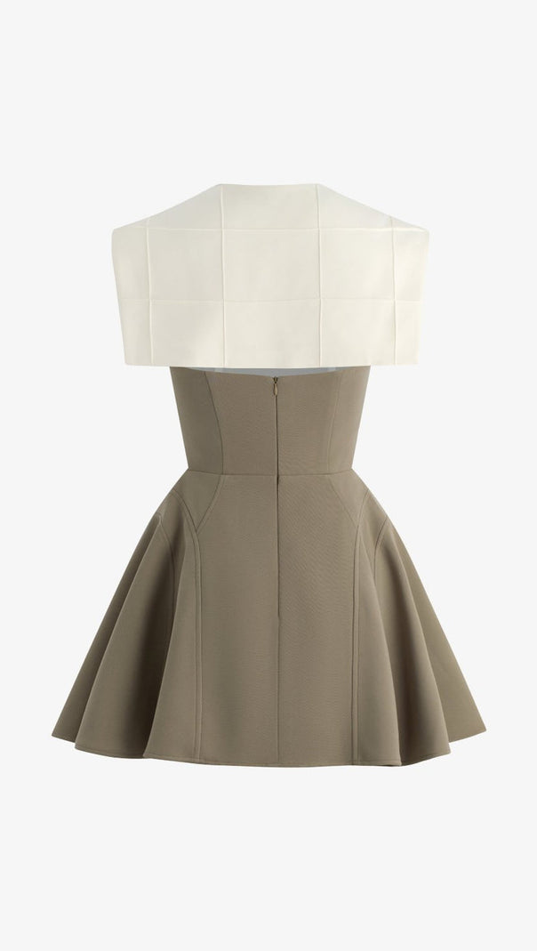 AIIZIE TWO-TONE MINI DRESS IN OLIVE - product image