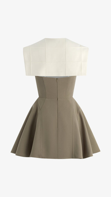 ZWEIFARBIGES MINIKLEID IN OLIV