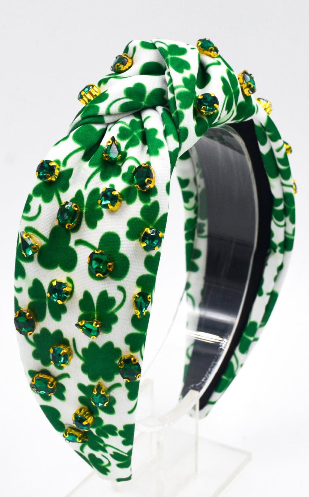Weißes Haarband mit Kleeblatt-Motiv