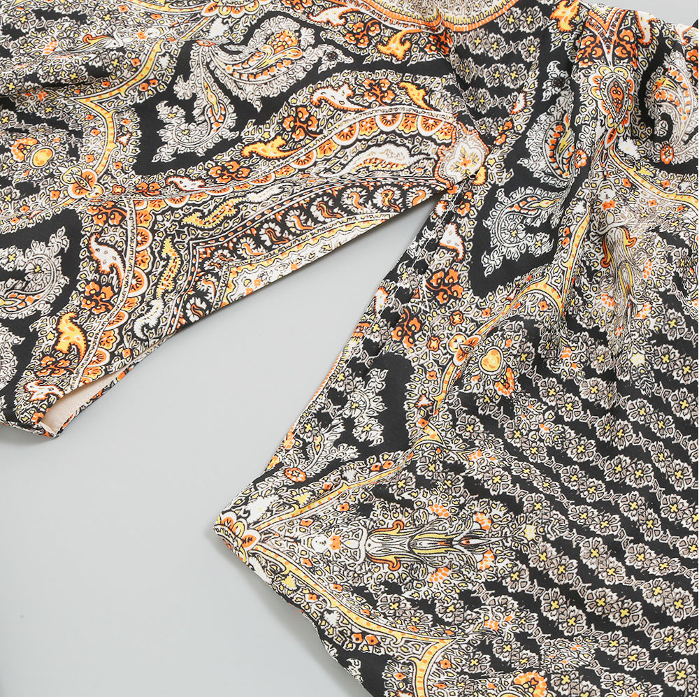 AIIZIE Javen Bohemian Paisley One-Shoulder Ruffle Maxi Dress - product image