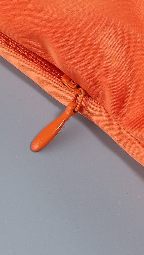 VERNA ORANGE 3D FLOWER DETAILED CUTOUT MAXI DRESS