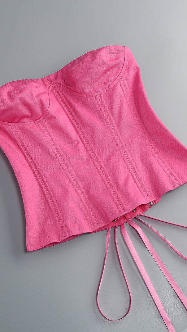 AIIZIE CLEGG PINK CORSET FLOWER TWO-PIECE SET - product image