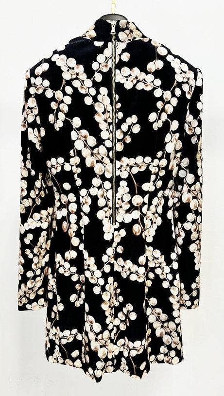 CHAHA REDCURRANT PRINT VELVET MINI DRESS