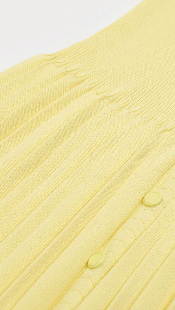 AIIZIE Jackie Yellow Ribbed Knit Maxi Dress & Cardigan Set - product image