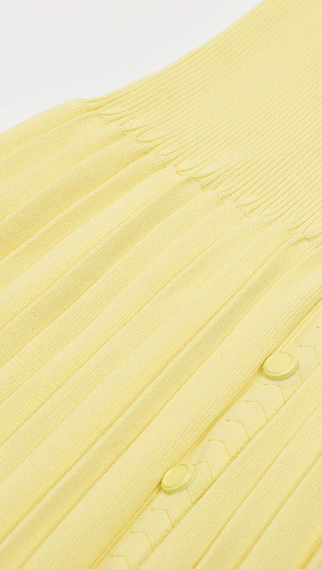 Jackie Yellow Ribbed Knit Maxi Dress & Cardigan Set