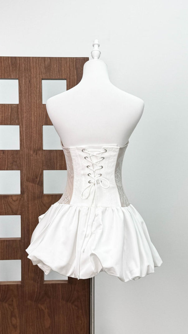 AIIZIE IRENE WHITE STRAPLESS CORSET MINI DRESS - product image