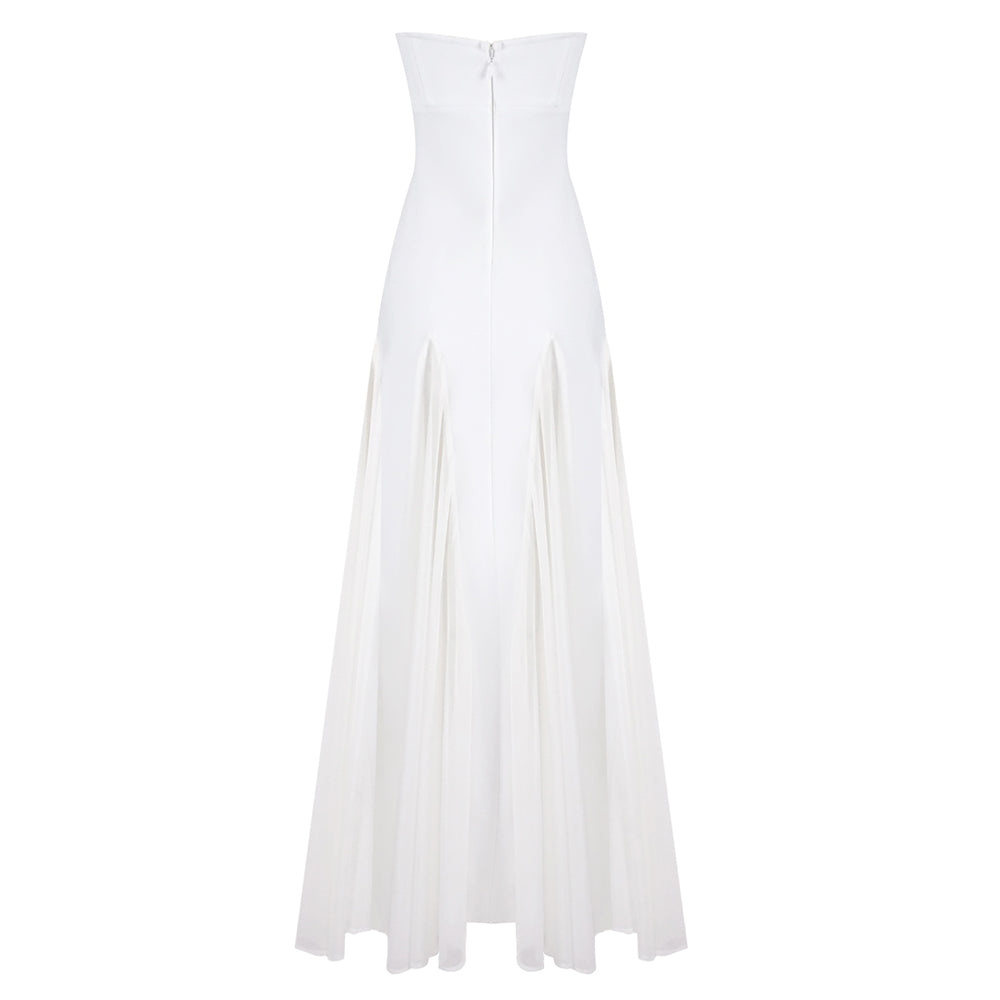 AIIZIE PLEATED TRIM STRAPLESS MAXI DRESS IN WHITE - product image