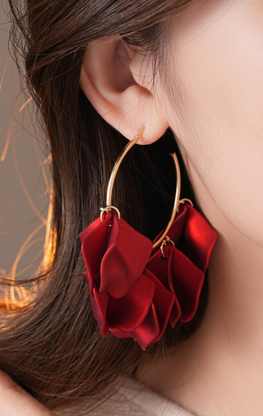 DINA RED PETAL EARRINGS