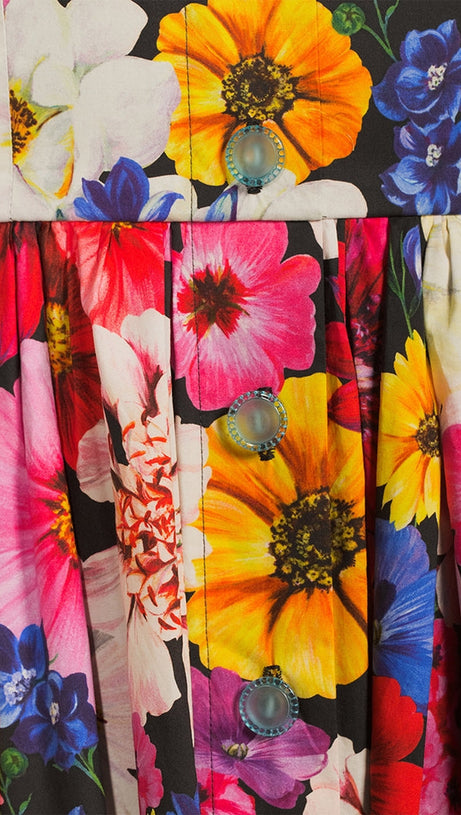 COTTON POPLIN MIDI DRESS IN GARDEN PRINT