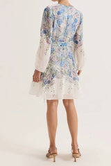 Chelsea Floral print Mini Dress in Ivory