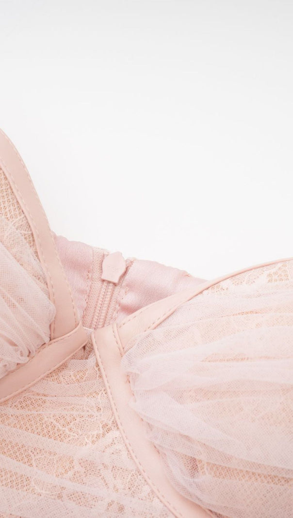 AIIZIE BELT LOOPS MESH MINI DRESS IN PINK - product image