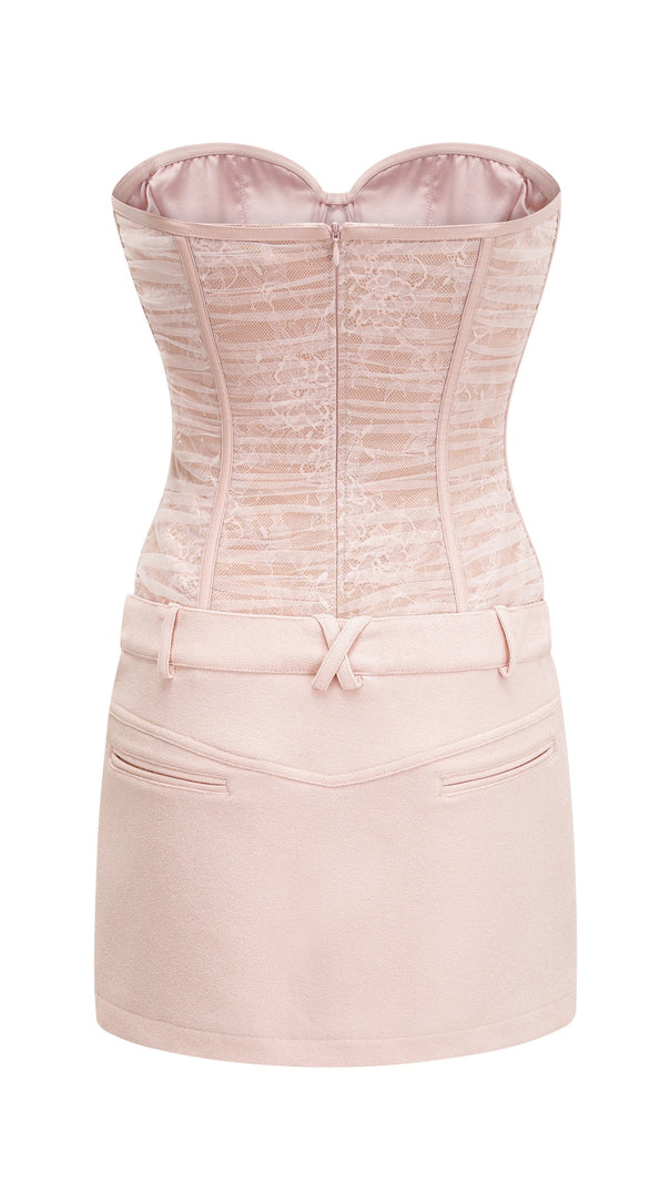 AIIZIE BELT LOOPS MESH MINI DRESS IN PINK - product image
