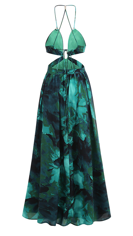 ABITO CON APERTURA SUL PETTO E ABITO MIDI VERDE