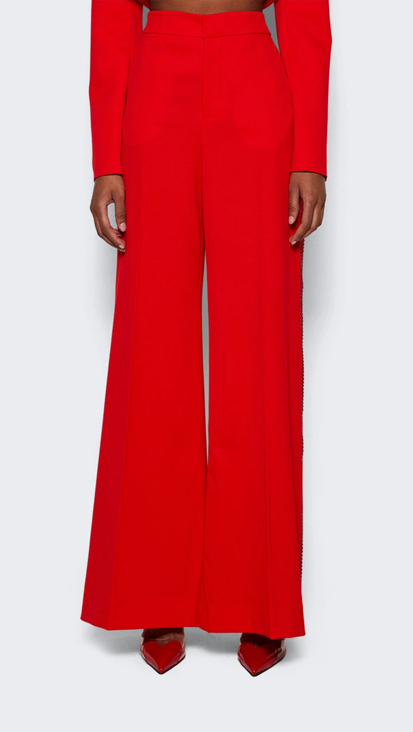 AIIZIE CRYSTAL-EMBELLISHED RED CROPPED BLAZER SET - product image
