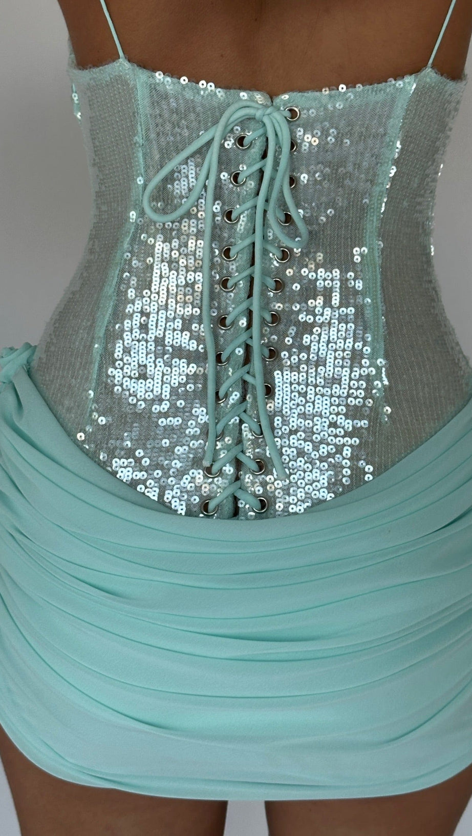 MINI ABITO IN CHIFFON CON PAILLETTES MOLLY COLOR MENTA