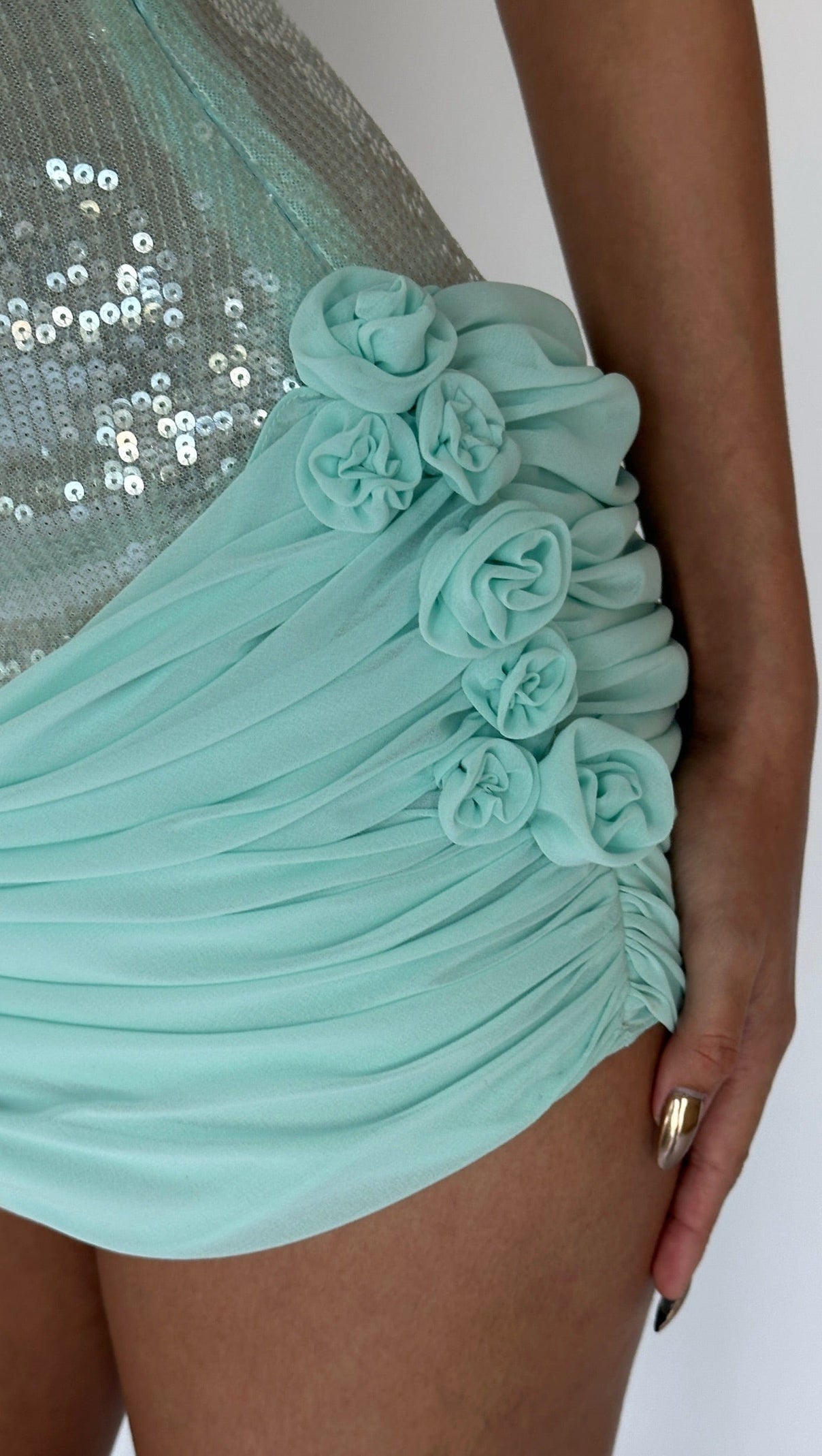 MINI ABITO IN CHIFFON CON PAILLETTES MOLLY COLOR MENTA