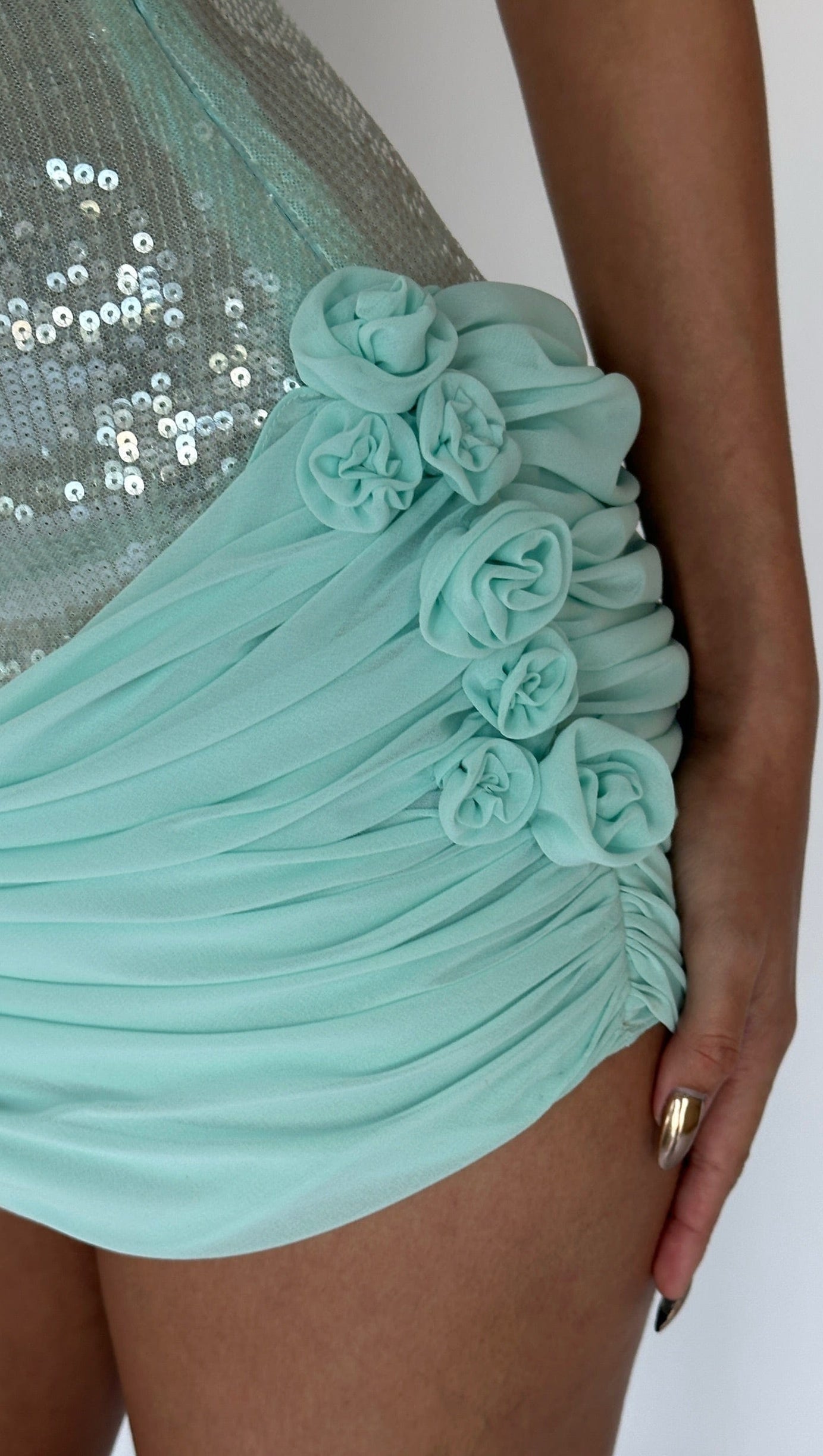 MINI ABITO IN CHIFFON CON PAILLETTES MOLLY COLOR MENTA