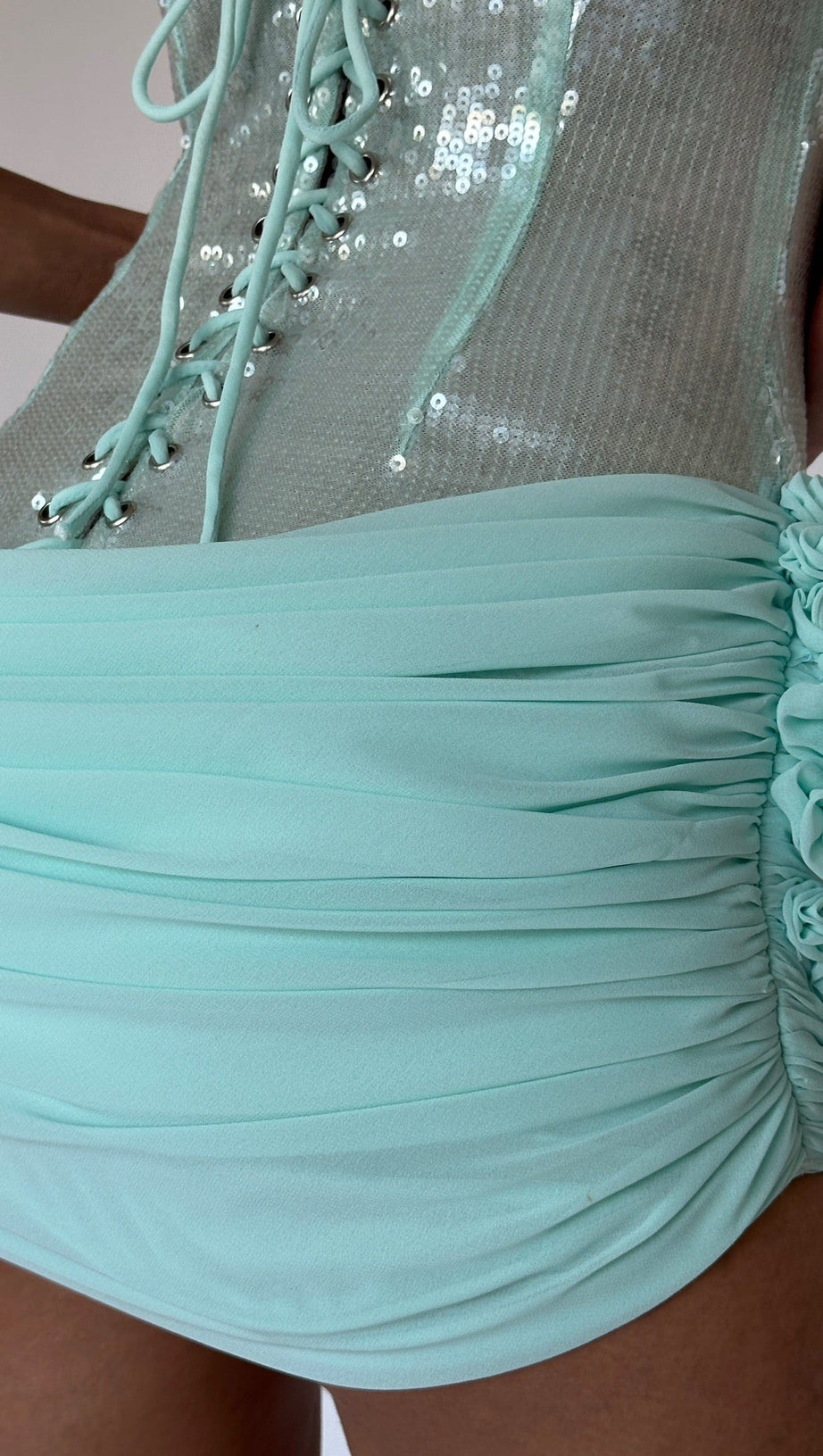 MINI ABITO IN CHIFFON CON PAILLETTES MOLLY COLOR MENTA