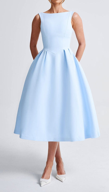 CLARABELLA SLEEVELESS MIDI DRESS IN WHITE