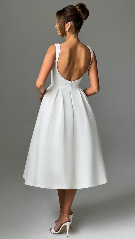 CLARABELLA SLEEVELESS MIDI DRESS IN WHITE