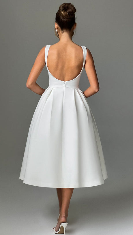 CLARABELLA SLEEVELESS MIDI DRESS IN WHITE