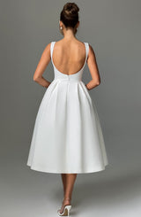 Clarabella sleeveless Midi Dress in white