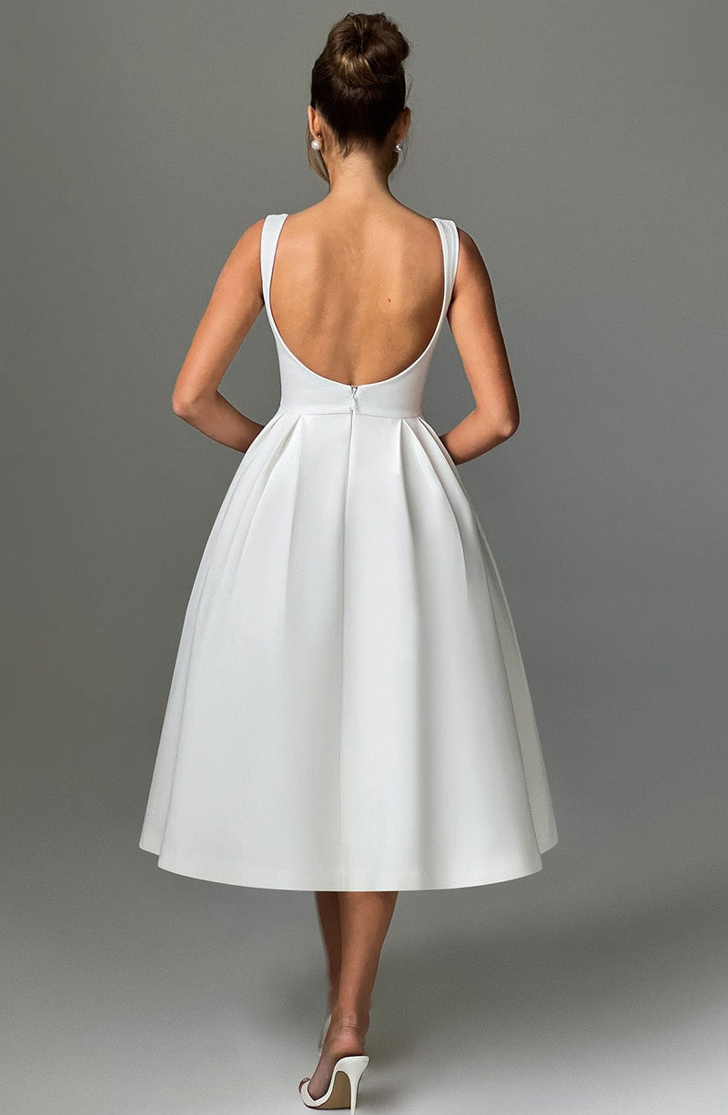 Clarabella sleeveless Midi Dress in white