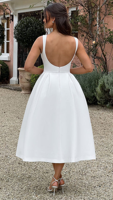 CLARABELLA SLEEVELESS MIDI DRESS IN WHITE