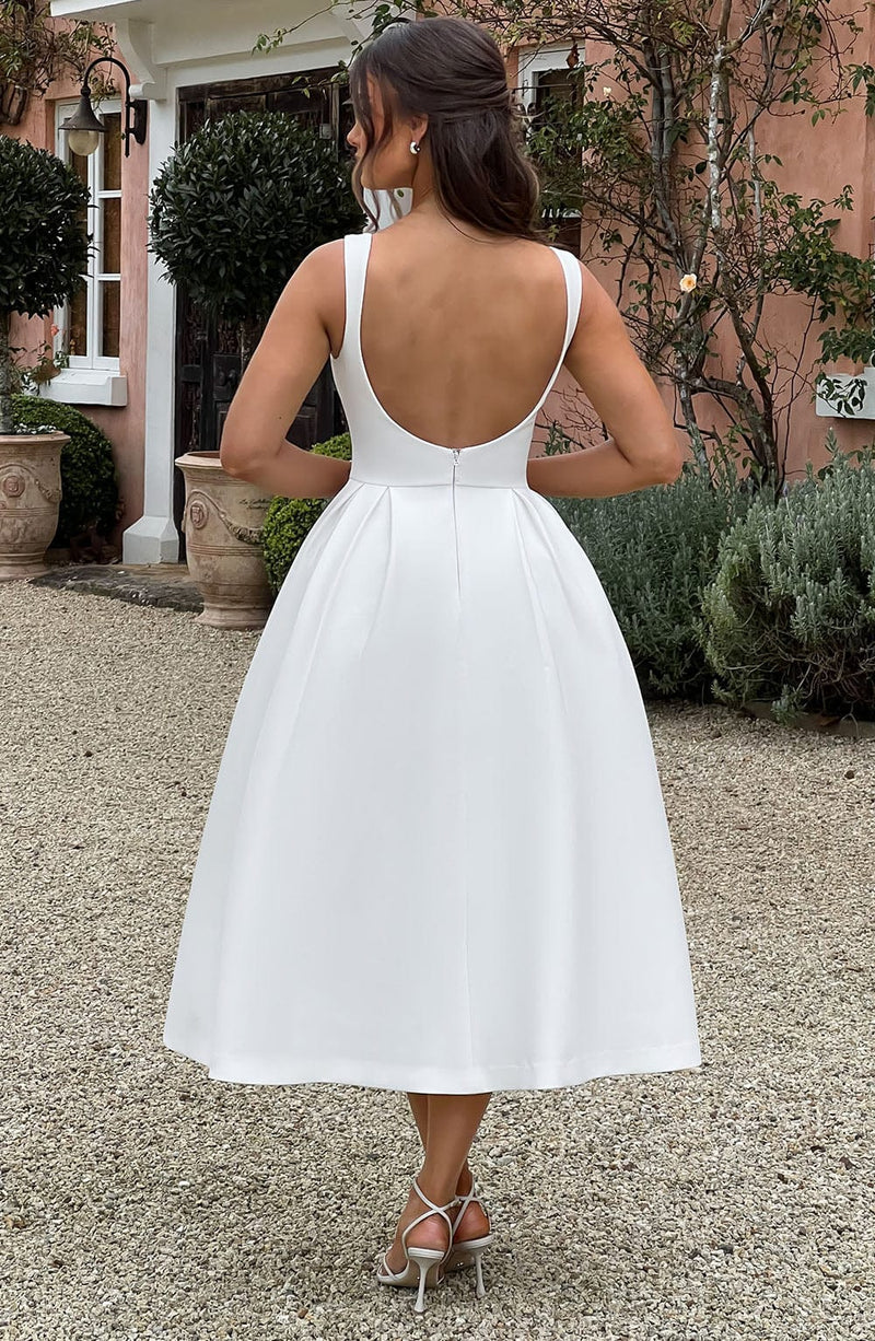Clarabella sleeveless Midi Dress in white