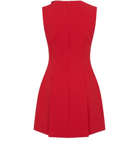 RED WOOL CREPE MINI DRESS