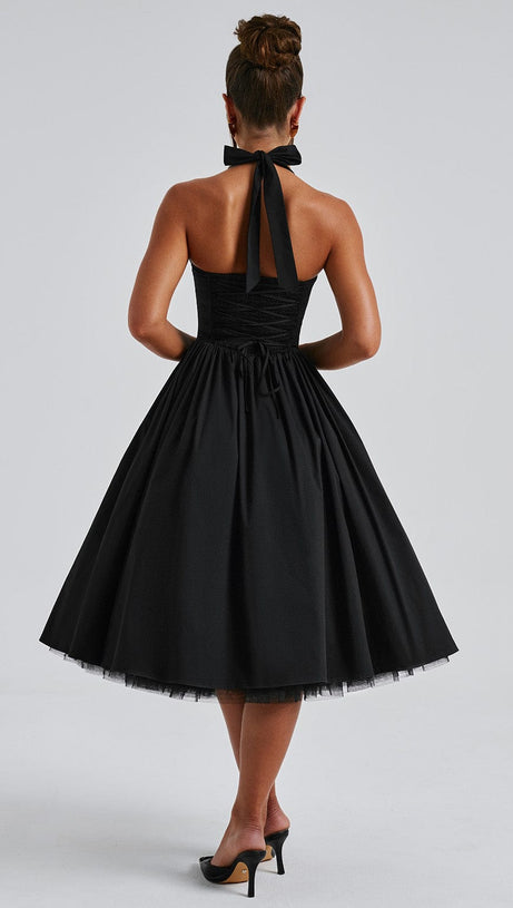 Embroidery Cressida Midi Dress - Black