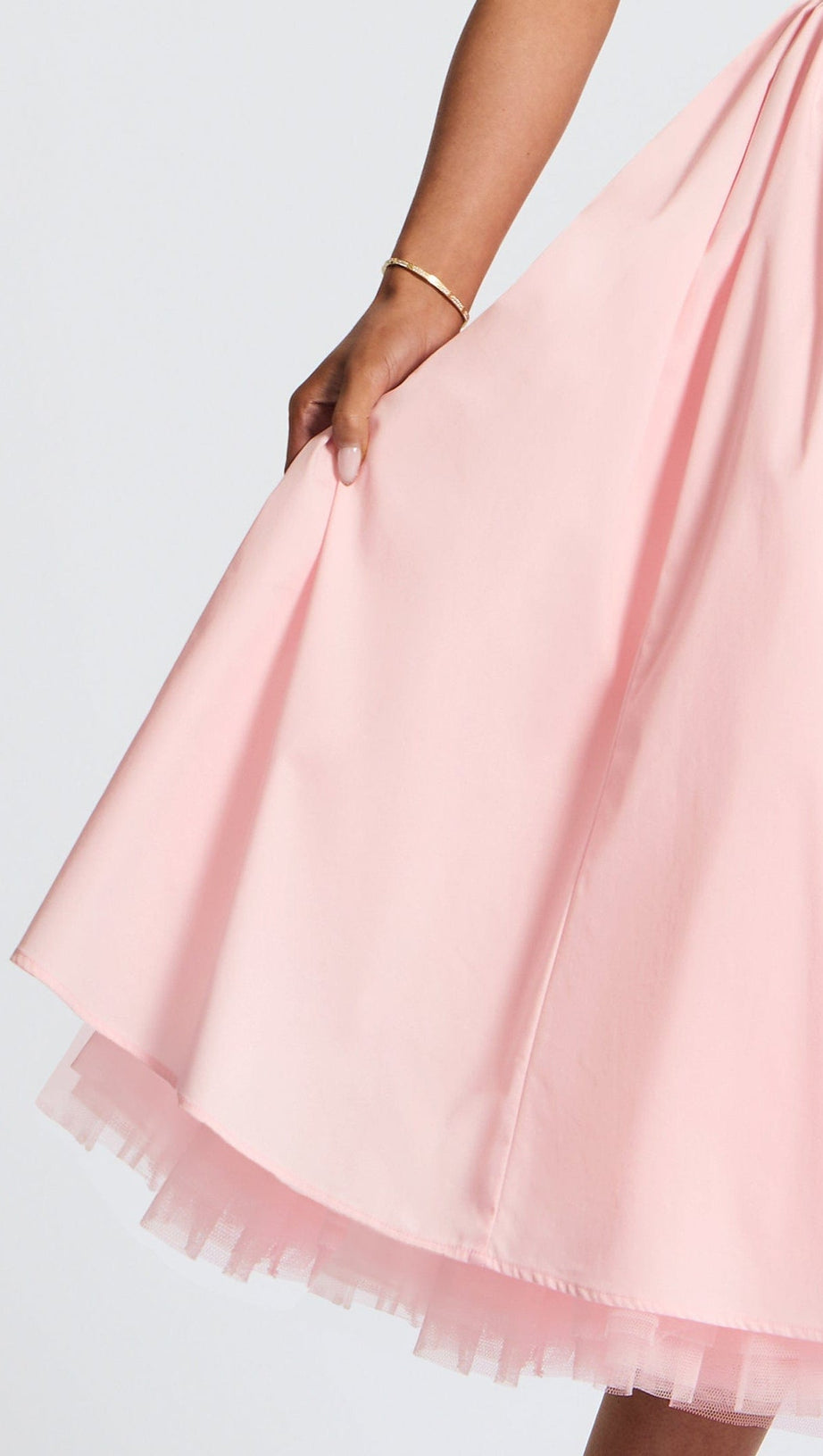 Lace Embroidery Cressida backless puffy Midi Dress - Blush