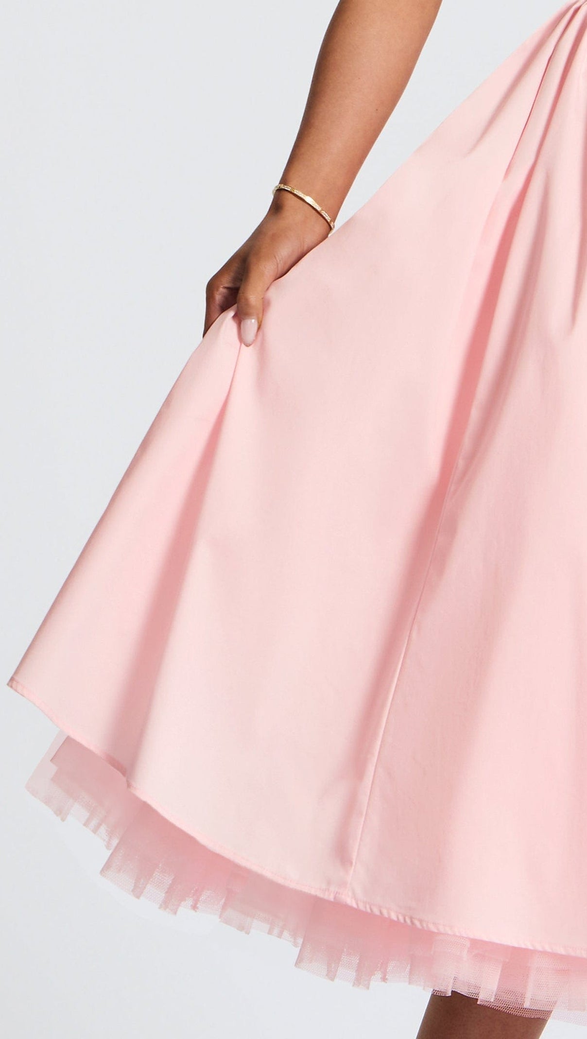Lace Embroidery Cressida backless puffy Midi Dress - Blush