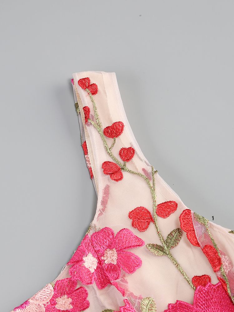 AIIZIE JASMINE MULTI PINK FLORAL EMBELLISHMENT MINI DRESS - product image