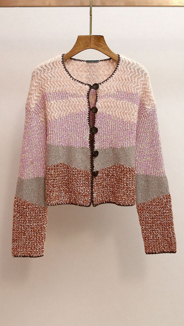 AIIZIE HASEL MULTI-COLOR STRIPED KNIT CARDIGAN - CHIC BOHO LAYERING FOR WOMEN - product image