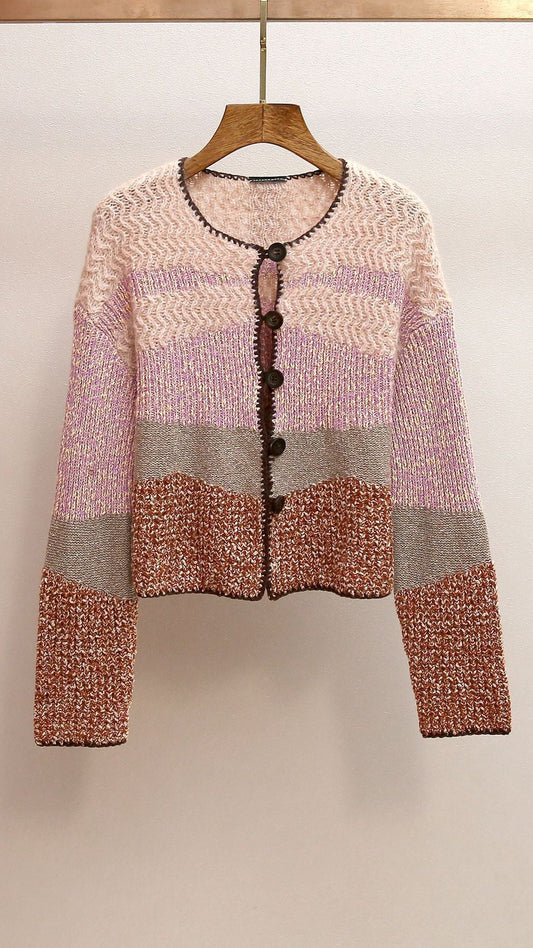 AIIZIE HASEL MULTI-COLOR STRIPED KNIT CARDIGAN - CHIC BOHO LAYERING FOR WOMEN - product image