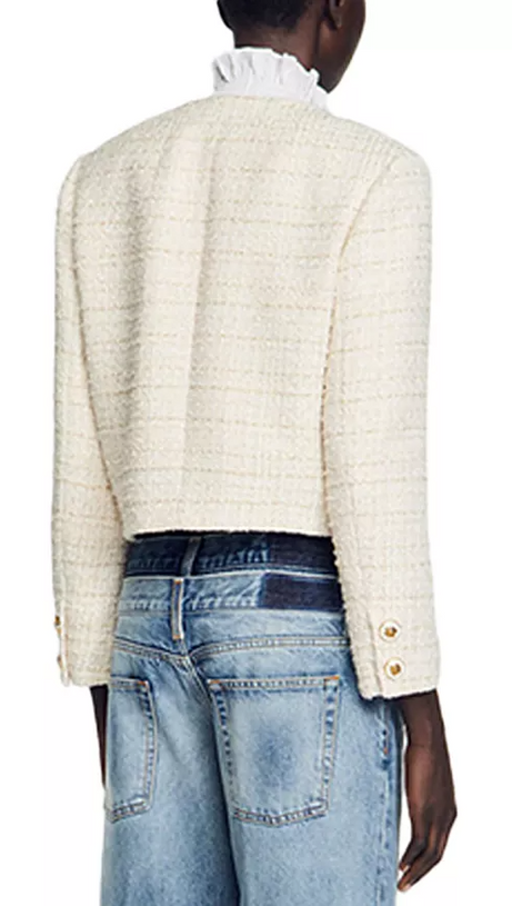 ZALLY CROPPED TWEED JACKET IN ECRU