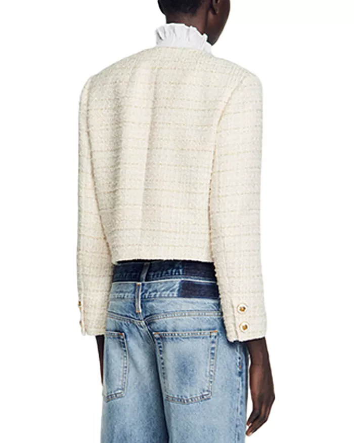 AIIZIE ZALLY CROPPED TWEED JACKET IN ECRU - product image