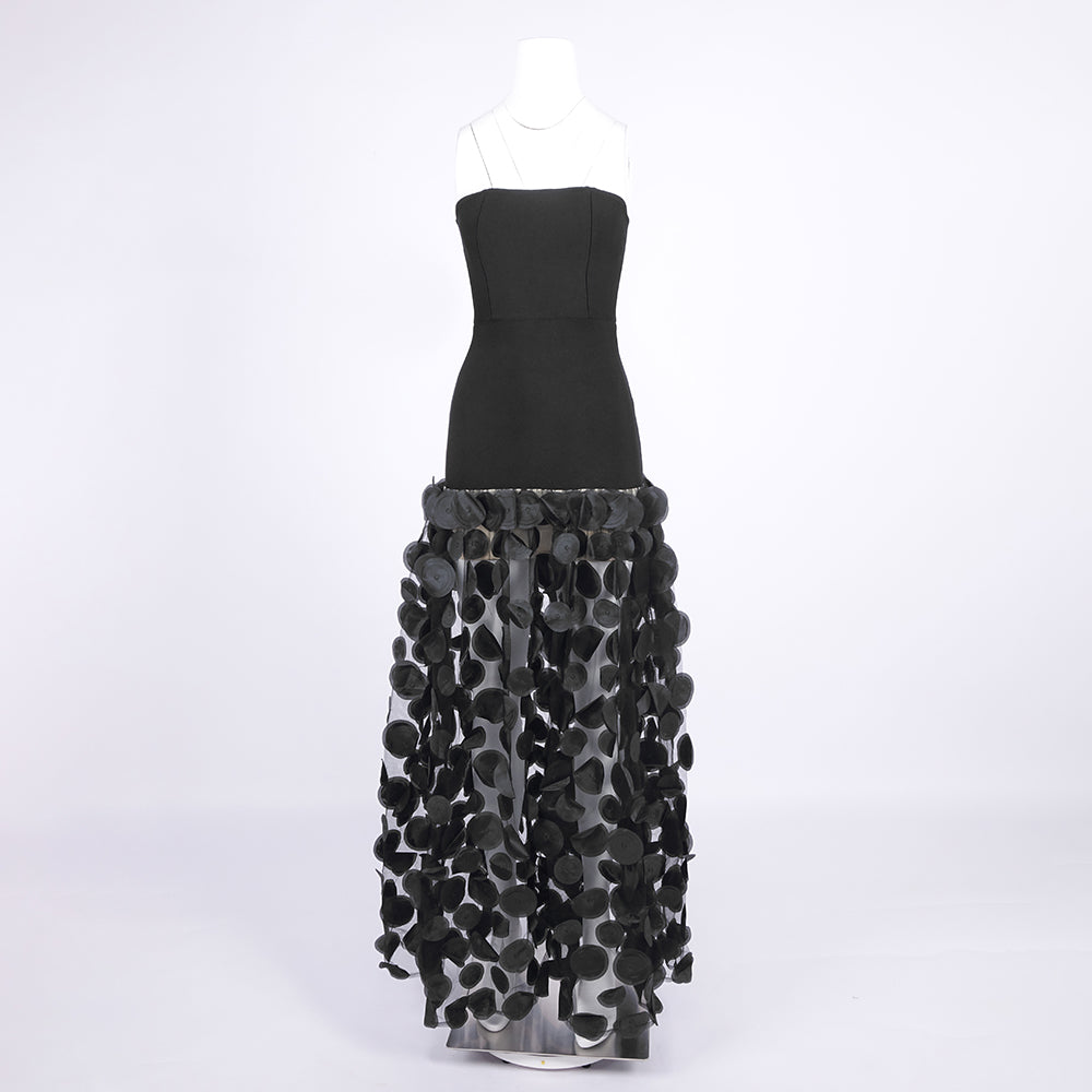 Trägerloses Maxikleid in A-Linie in Schwarz 
